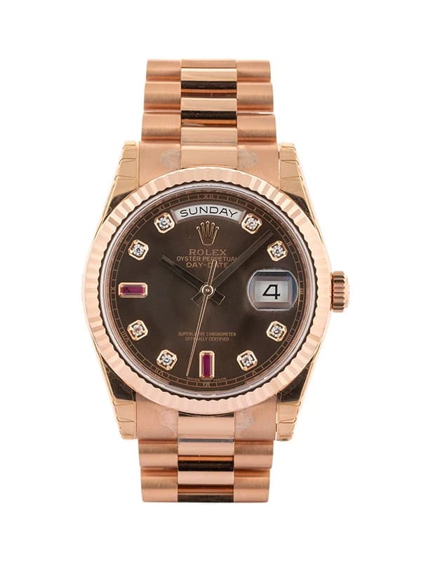 ROLEX DAY-DATE NOS 36MM IN ORO ROSA 18KT CON DIAMANTI E RUBINI RUBY DIAL REF. 118235