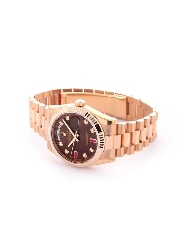 ROLEX DAY-DATE NOS 36MM IN ORO ROSA 18KT CON DIAMANTI E RUBINI RUBY DIAL REF. 118235
